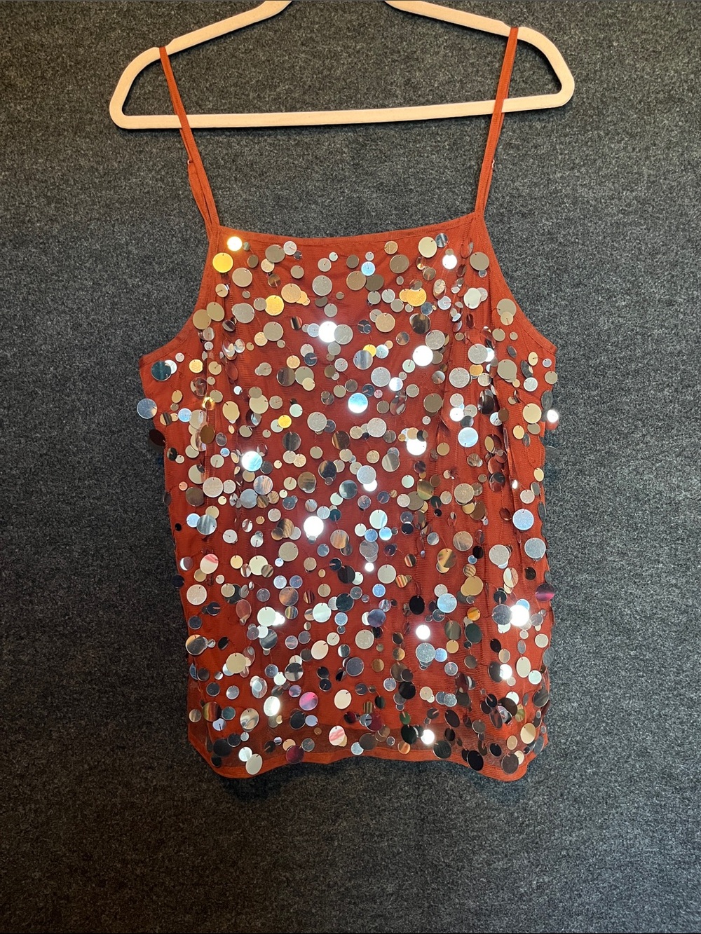 ASOS Rust Orange Sequin Cami Top
